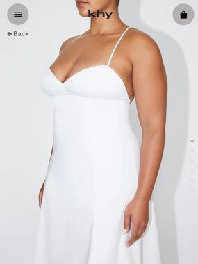 KHY White Backless Low-Back Midi Dress with Spaghetti Straps
